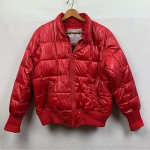 Old Navy Jacket Women’s XL Quilted Puffer Fleece Lined Polyester Red No Hood